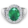 Image 3 : Natural 3.97 CTW Zambian Emerald & Diamond Ring 14K White Gold - REF-168W2X