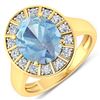 Image 1 : Natural 3.12 CTW Aquamarine & Diamond Ring 14K Yellow Gold - REF-111W3X