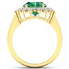 Image 2 : Natural 3.93 CTW Zambian Emerald & Diamond Ring 14K Yellow Gold - REF-169F5R