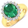 Image 1 : Natural 3.68 CTW Zambian Emerald & Diamond Ring 14K Yellow Gold - REF-157X3K