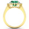 Image 2 : Natural 3.68 CTW Zambian Emerald & Diamond Ring 14K Yellow Gold - REF-157X3K