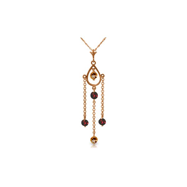 Genuine 1.50 ctw Citrine & Garnet Necklace 14KT Rose Gold - REF-29Y7F