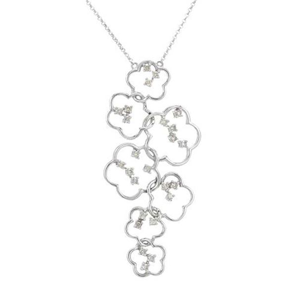 Natural 0.45 CTW Diamond Necklace 14K White Gold - REF-81X2T