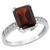 Image 1 : 3.70 CTW Garnet & Diamond Ring 10K White Gold - REF-33M6K