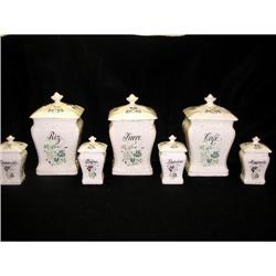 German Canister Set Porcelain Signed Hand Paint#1744654