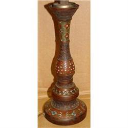 19c Japanese Enamel Bronze Candle Stick meiji #1745646