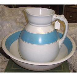 English Ironstone Deco Blue Band Chamber Set #1752302