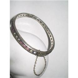 Art Deco Sterling Silver Bangle Bracelet Paste #1752314