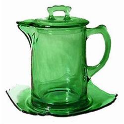 Fostoria Green Elegant Glass Syrup Pitcher + #1752433