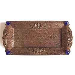 Cobalt Blue Glass JEWELED Vanity Tray  #1752484