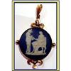 Image 1 : WEDGWOOD GOLD BLUEWHITE JASPER PENDANT  ANTIQUE#1753148