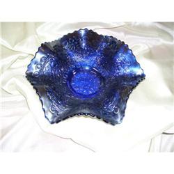 Fenton Blue Bowl--- Interior- Chain Ruffles #1753167