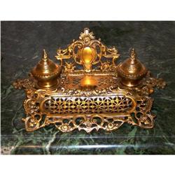 VICTORIAN STYLE BRONZE DOUBLE INKWELL #1765404