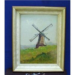 VINTAGE OIL ON BOARD PICTURE - WINDMILL #1765573