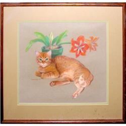 ORIG PASTEL PAINTING OF A CAT #1765757