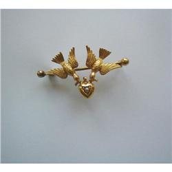14K GOLD EDWARDIAN "LOVEBIRDS & HEART"PIN #1765803
