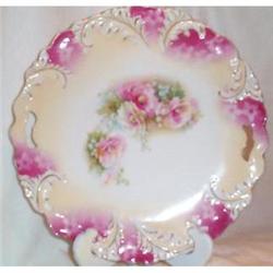 RS Prussia Roses on Plume Mold Cake Plate #1765810