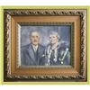 Image 1 : Antique Gilded Frame Wood Chalk Drawing Couple #1765909