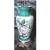 Image 1 : English Bristol Glass floral & bird themed lamp#1765990
