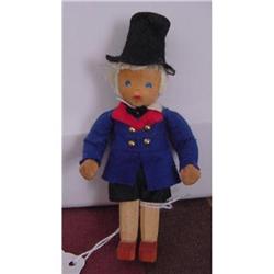 Doll Wooden Germany Wood Boy Top Hat  Jointed #1766119