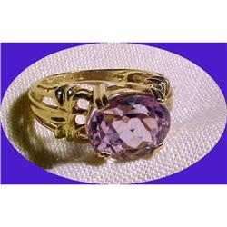 14K gold ring with large Amethyst Gemstone  sz5#1766219