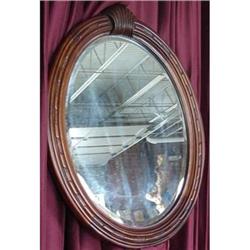 ANTIQUE VICTORIAN WALNUT BEVELED OVAL MIRROR #1766311