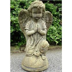 ANTIQUE PRAYING ANGEL CHERUB GARDEN STATUE #1766318