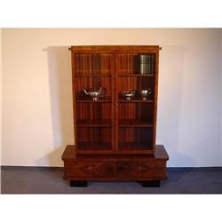 Cabinet  Art-deco Glass  and  Nutwood  German #1777080