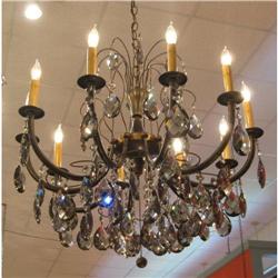 Italian Brass and Topaz Crystal Chandelier #1777219