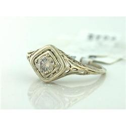 0.38ct Diamond 14k White Gold Filigree Ring #1777301