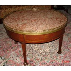 Louis XVI Style Round Marble Top Mahogany #1777343