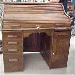 ANTIQUE OAK ROLL TOP DESK #1777425