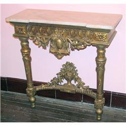 Carved French  console marble top  gilt #1777973