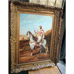 Sheikh riding arabian horse original oil  #1778008