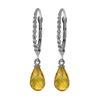 Genuine 3 ctw Citrine Earrings 14KT White Gold - REF-24P3H