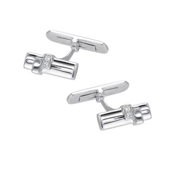 Natural 0.07 CTW Diamond Cuff Links 14K White Gold - REF-54T9X
