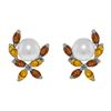 Genuine 3.25 ctw Pearl & Citrine Earrings 14KT White Gold - REF-30P2H