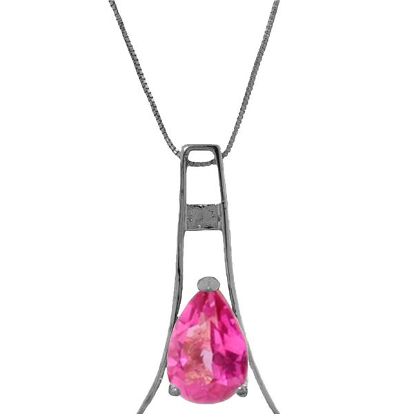 Genuine 1.50 ctw Pink Topaz Necklace 14KT White Gold - REF-35V9W