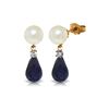 Image 1 : Genuine 8.7 ctw Pearl, Sapphire & Diamond Earrings 14KT Rose Gold - REF-27R6P