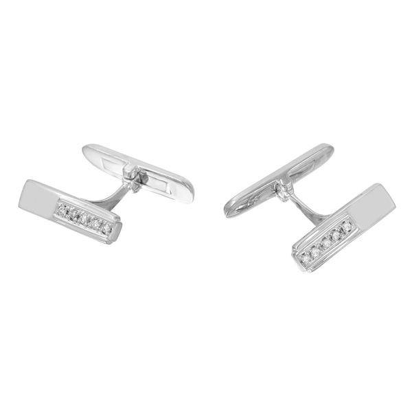 Natural 0.23 CTW Diamond Cuff Links 18K White Gold - REF-99T2X