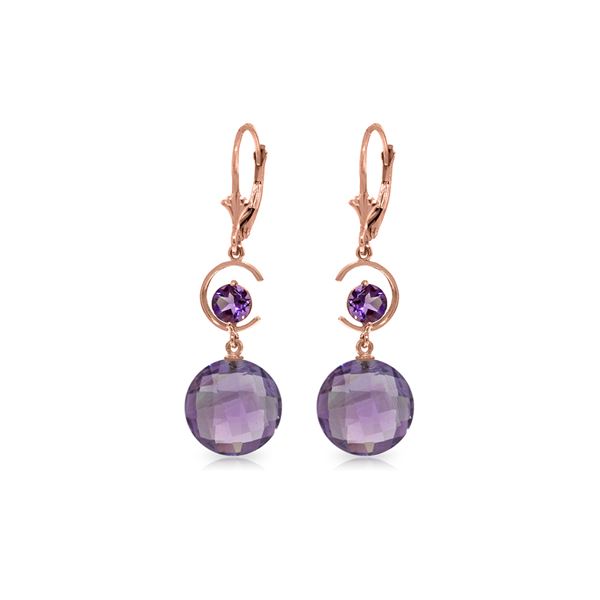 Genuine 11.60 ctw Amethyst Earrings 14KT Rose Gold - REF-47W5Y