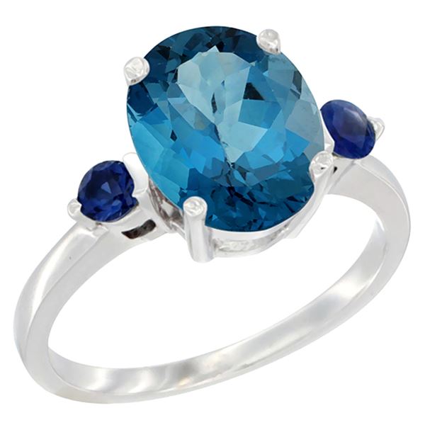 2.64 CTW London Blue Topaz & Blue Sapphire Ring 10K White Gold - REF-25F3N