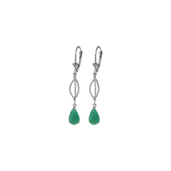 Genuine 2 ctw Emerald Earrings 14KT White Gold - REF-63V3W