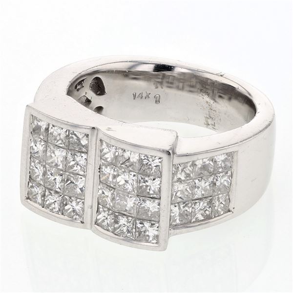 Natural 2.91 CTW Princess Diamond Ring 14K White Gold - REF-418N5Y