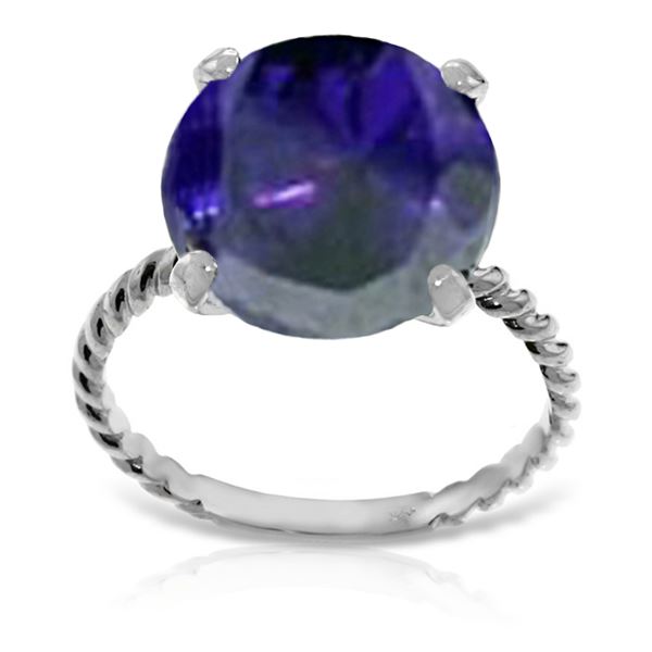 Genuine 9.8 ctw Sapphire Ring 14KT White Gold - REF-88Z8N