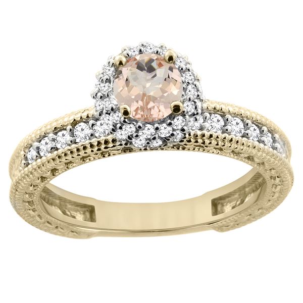 0.79 CTW Morganite & Diamond Ring 14K Yellow Gold - REF-67A3X