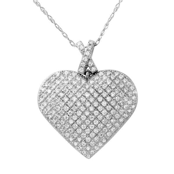 Natural 1 CTW Diamond Necklace 14K White Gold - REF-135F9M