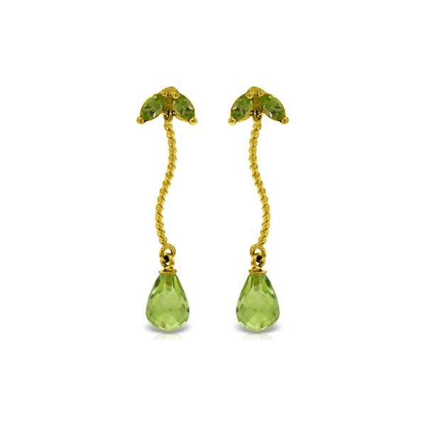 Genuine 3.4 ctw Peridot Earrings 14KT Yellow Gold - REF-21F6Z