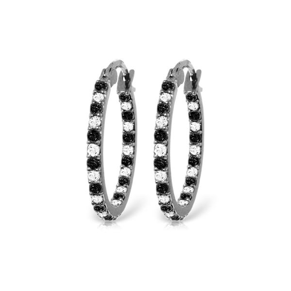 Genuine 0.81 ctw White & Black Diamond Earrings 14KT White Gold - REF-116R6P