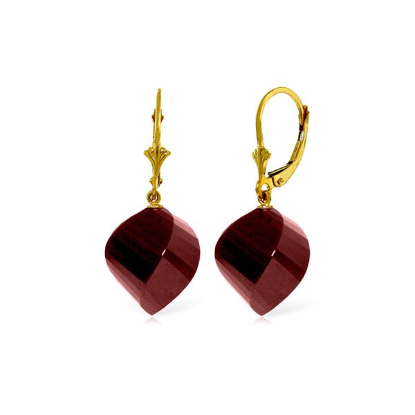 Genuine 30.5 ctw Ruby Earrings 14KT Yellow Gold - REF-44T4A